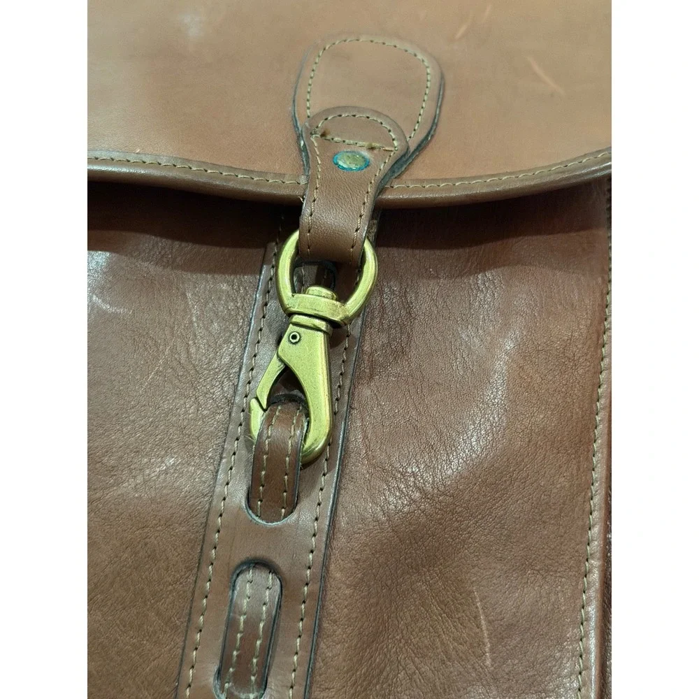 Hartmann Leather Messenger Bag Briefcase Unisex Brown Brass Hardware Large